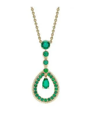 Faberge Colours of Love 18ct Yellow Gold Emerald Teardrop Pendant sold by Jura Watches
