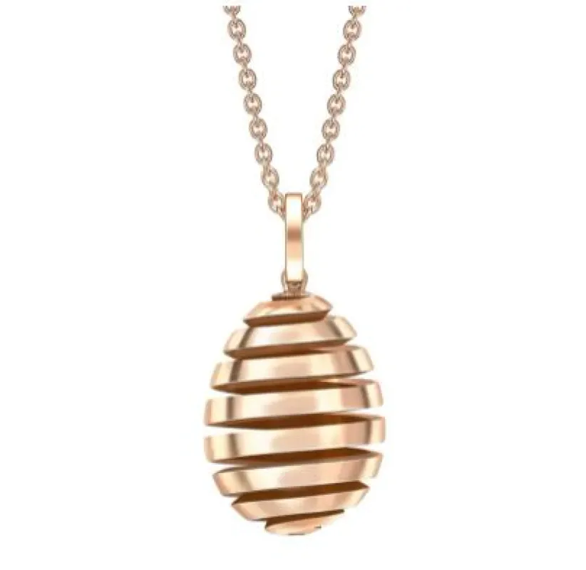 Faberge Essence Spiral 18ct Rose Gold Egg Pendant sold by Jura Watches