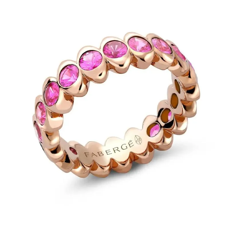 Faberge Colours of Love Cosmic Curve 18ct Rose Gold Pink Sapphire Eternity Ring sold by Jura Watches