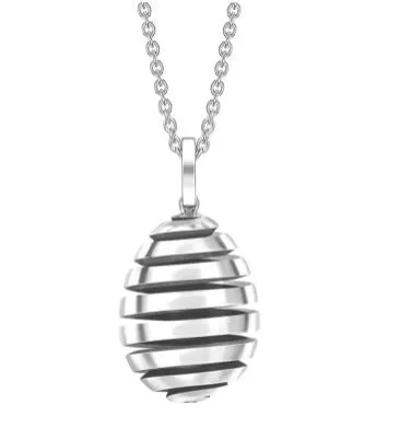 Faberge Essence Spiral 18ct White Gold Egg Pendant sold by Jura Watches