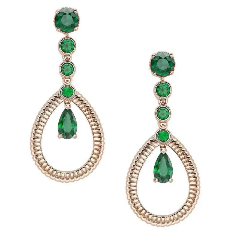 Faberge Colours of Love 18ct Yellow Gold Emerald Fluted Teardrop Earrings sold by Jura Watches