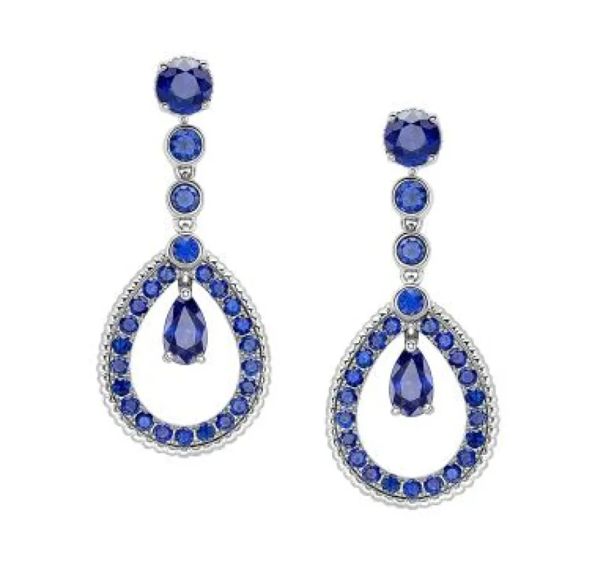 Faberge Colours of Love 18ct White Gold Sapphire Teardrop Earrings sold by Jura Watches