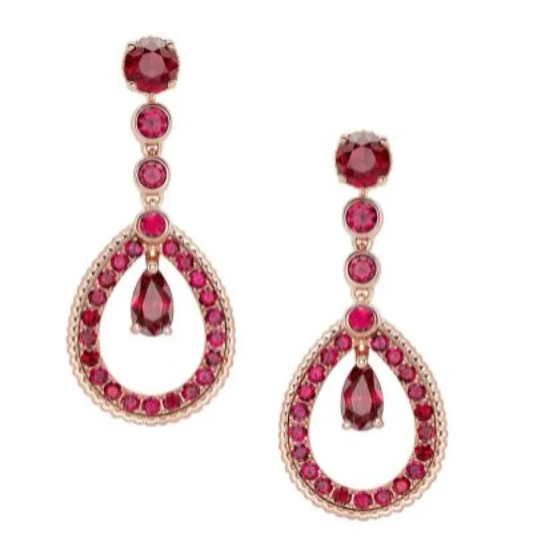 Faberge Colours of Love 18ct Rose Gold Ruby Teardrop Earrings sold by Jura Watches