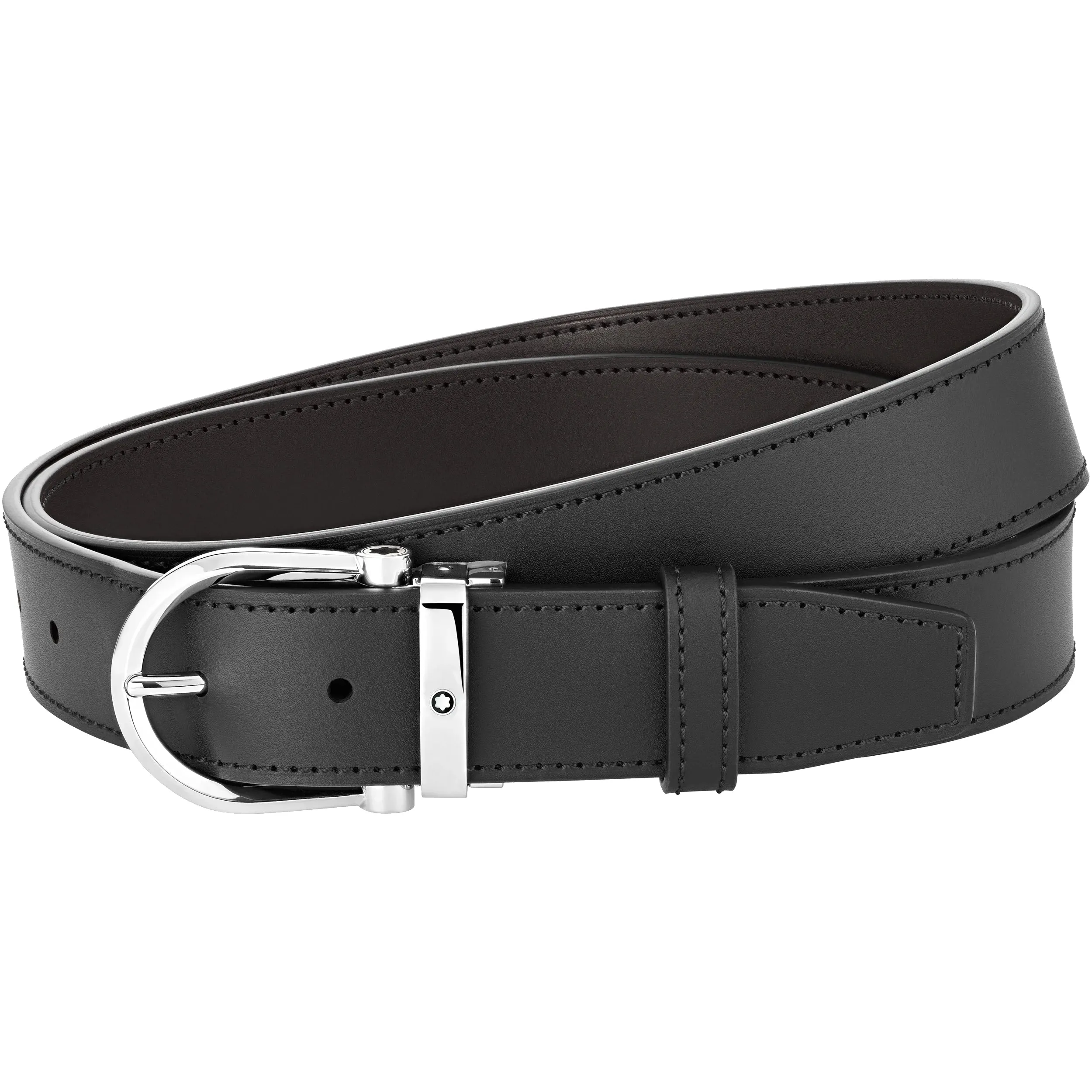 Montblanc Belt Horseshoe Buckle 35mm Reversible Leather Black Brown sold by Jura Watches