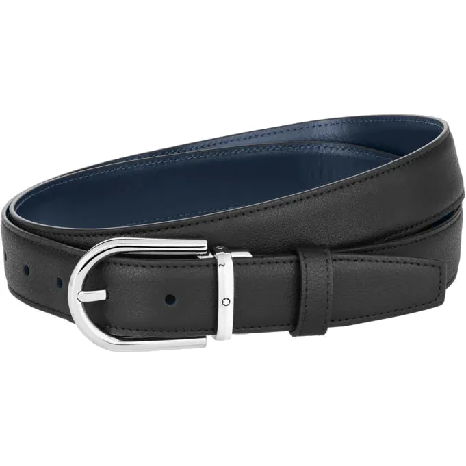 Montblanc Belt Horseshoe Buckle 30mm Reversible Leather Black Blue sold by Jura Watches