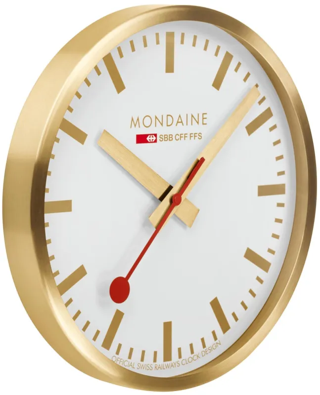 Mondaine Clock Wall Brushed Gold 40cm sold by Jura Watches