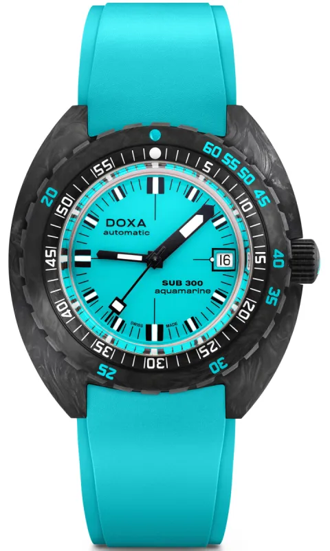 Doxa SUB 300 Carbon COSC Aquamarine Rubber sold by Jura Watches