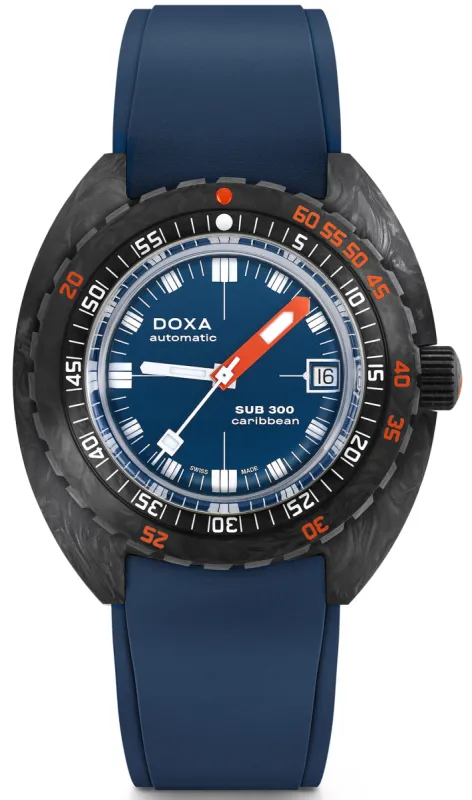 Doxa SUB 300 Carbon COSC Caribbean Rubber sold by Jura Watches