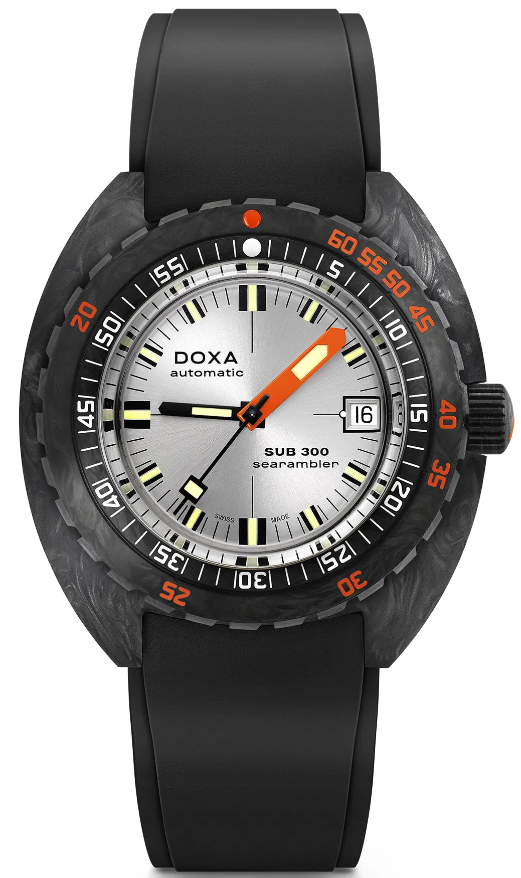 Doxa SUB 300 Carbon COSC Searambler Rubber sold by Jura Watches