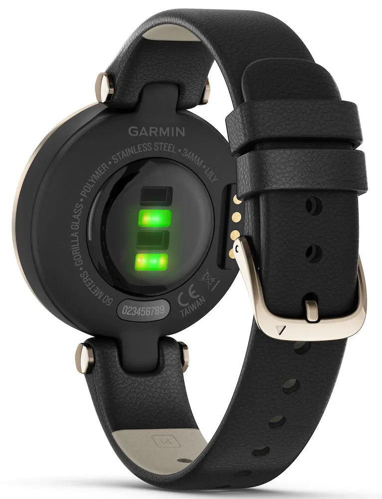 Garmin Lily Cream Gold Black Case and Italian Leather Band sold by Jura Watches product image thumbnail 3