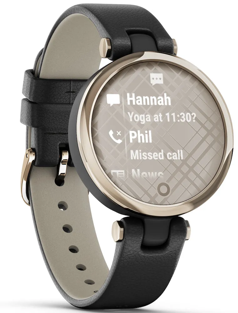 Garmin Lily Cream Gold Black Case and Italian Leather Band sold by Jura Watches product image thumbnail 5