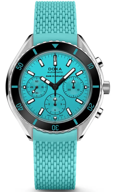 Doxa SUB 200 C-Graph Aquamarine Rubber sold by Jura Watches