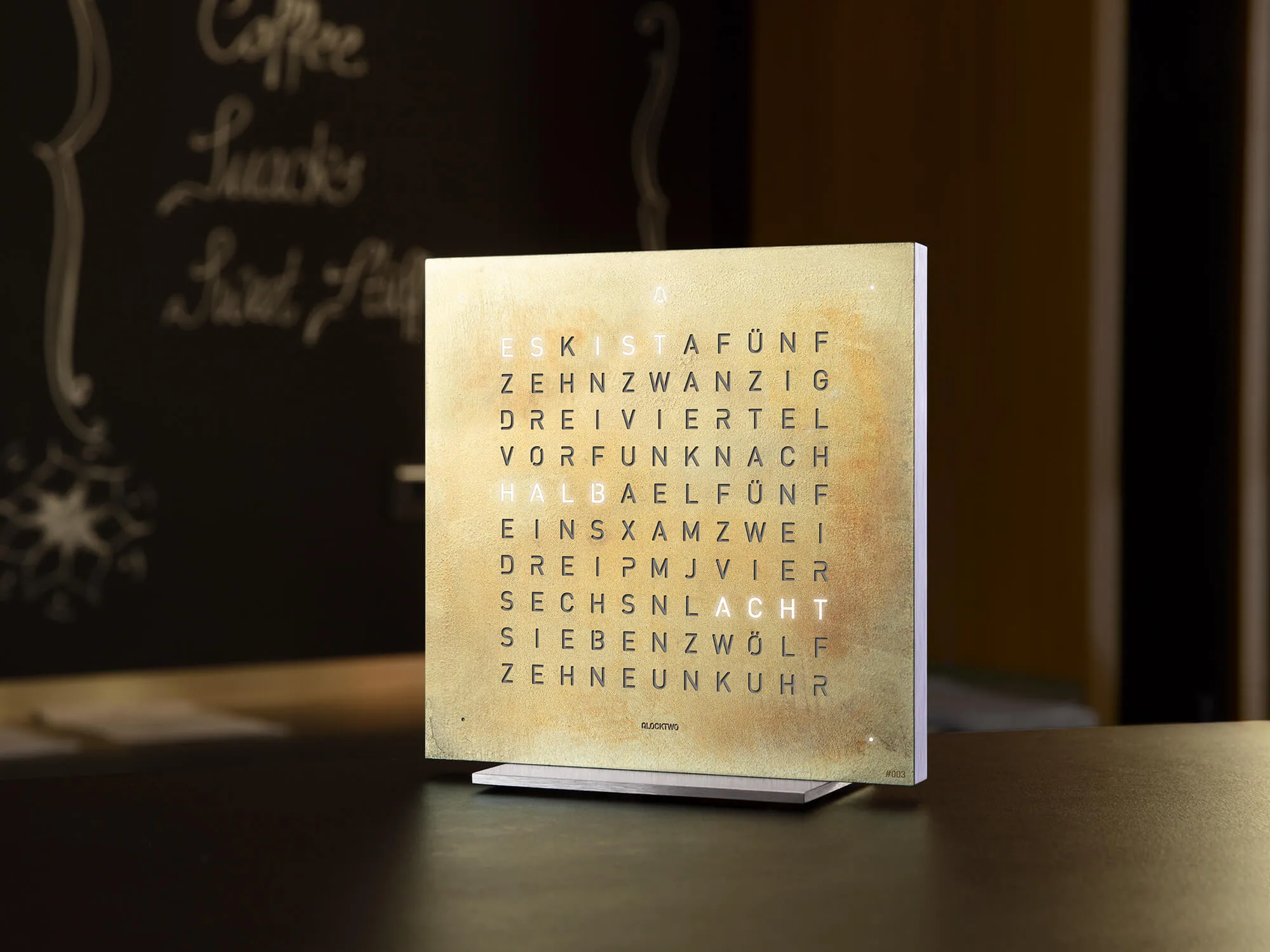 QLOCKTWO Earth 13.5 Creators Edition Silver And Gold Table Clock sold by Jura Watches product image thumbnail 4