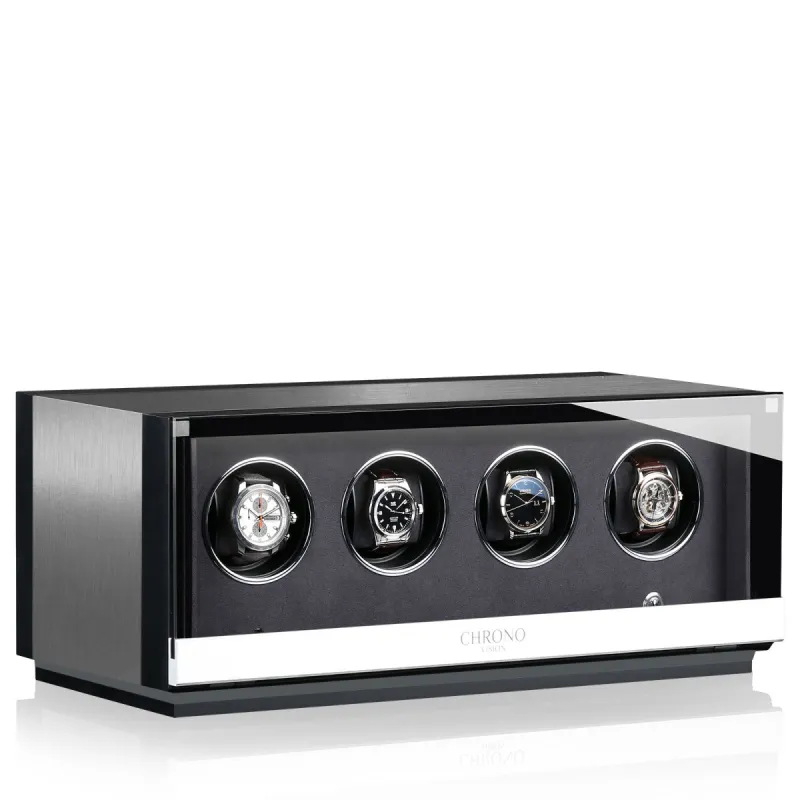 Chronovision Watch Winder Ambiance IV Alu Black Silk sold by Jura Watches