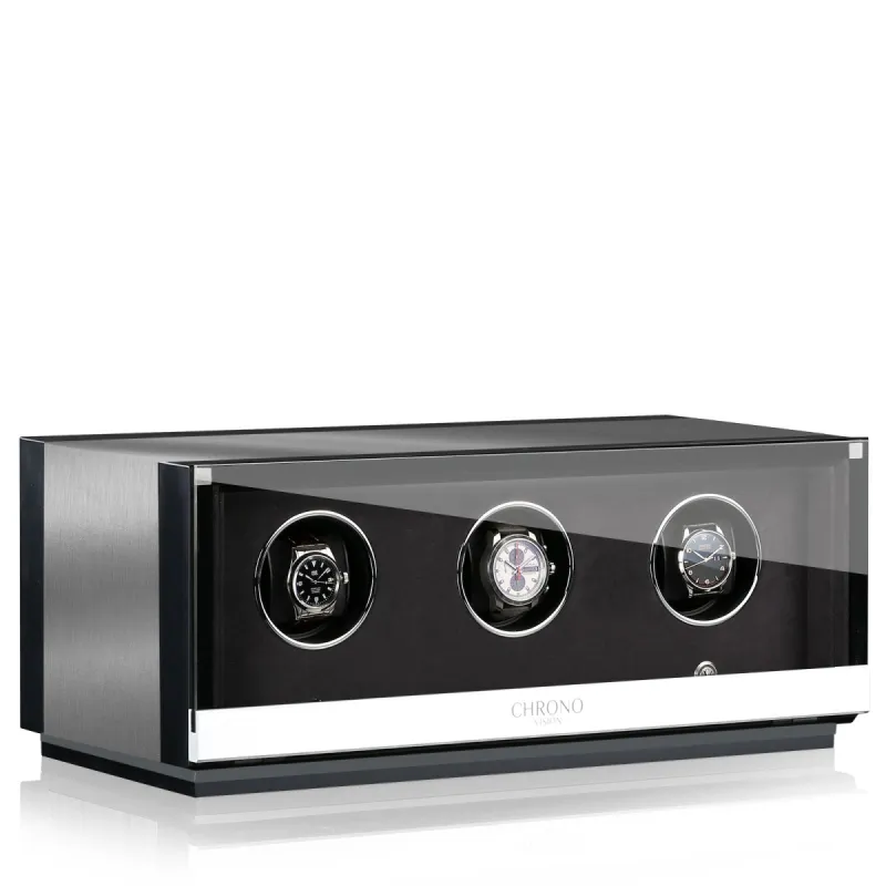 Chronovision Watch Winder Ambiance III Alu Black Silk sold by Jura Watches