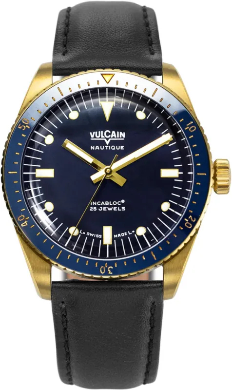 Vulcain Skindiver Nautique Gold & Blue Watch made by Jura Watches