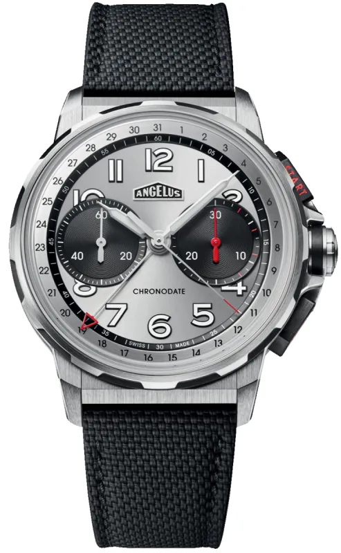 Angelus Chronodate Titanium Magnetic Silver Watch made by Jura Watches