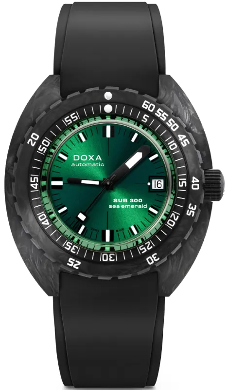 Doxa SUB 300 Carbon Sea Emerald Rubber Watch sold by Jura Watches