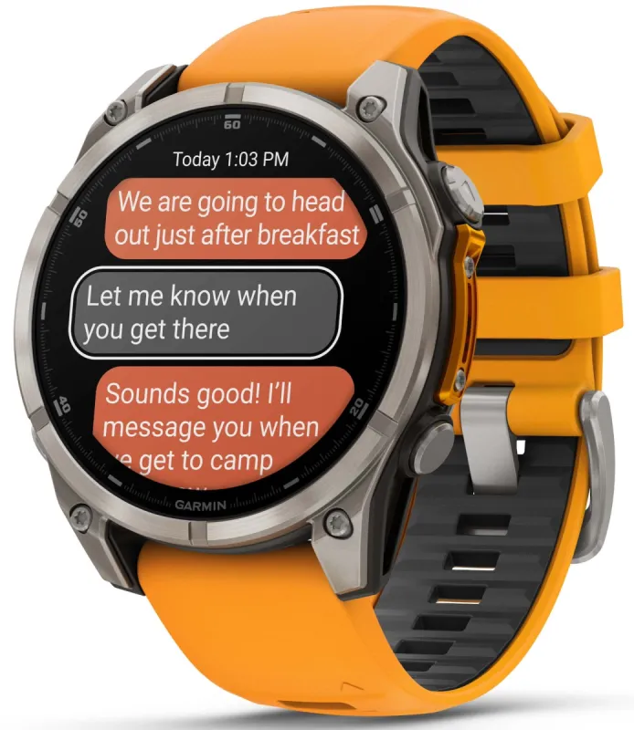 Garmin Fenix 8 47mm Sapphire AMOLED Titanium Spark Orange Graphite Silicone Watch sold by Jura Watches