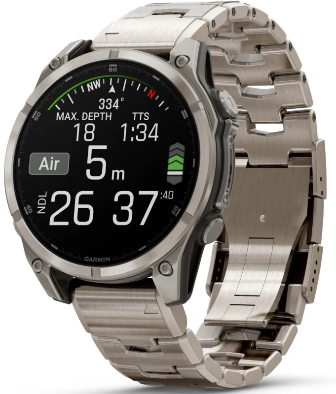 Garmin Fenix 8 47mm Sapphire AMOLED Titanium Bracelet Watch sold by Jura Watches
