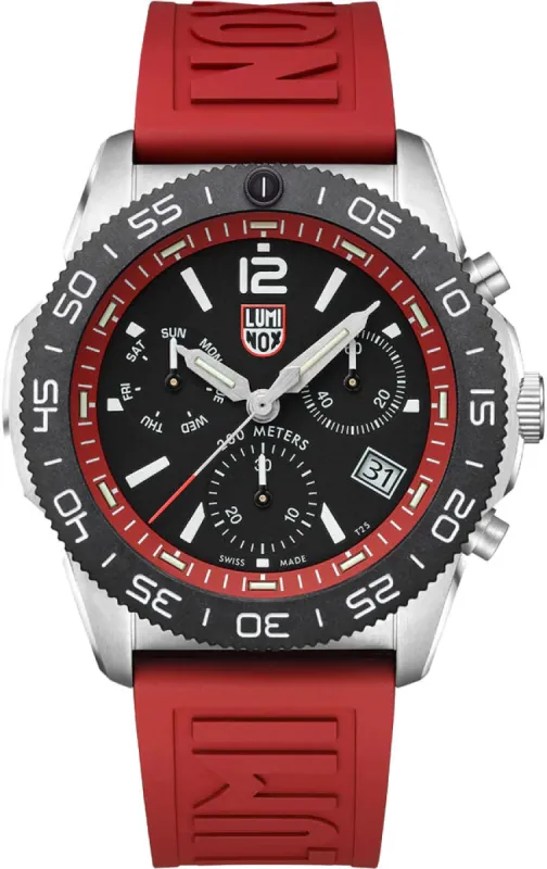 Luminox Sea Pacific Diver Chronograph 3140 Black Red Watch made by Jura Watches