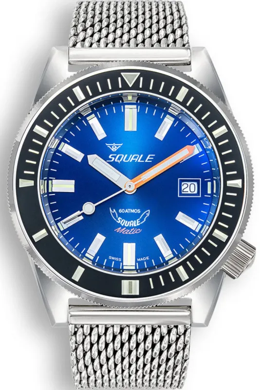 Squale Matic Dark Blue Mesh Watch sold by Jura Watches