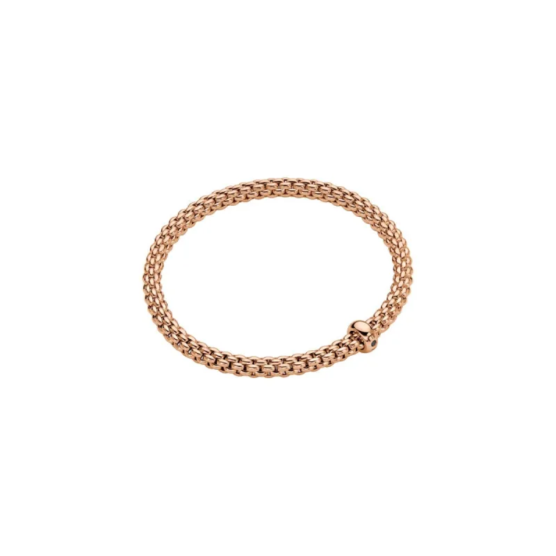 Fope Solo 18ct Rose Gold 0.01ct Black Diamond Flexible Bracelet sold by Jura Watches