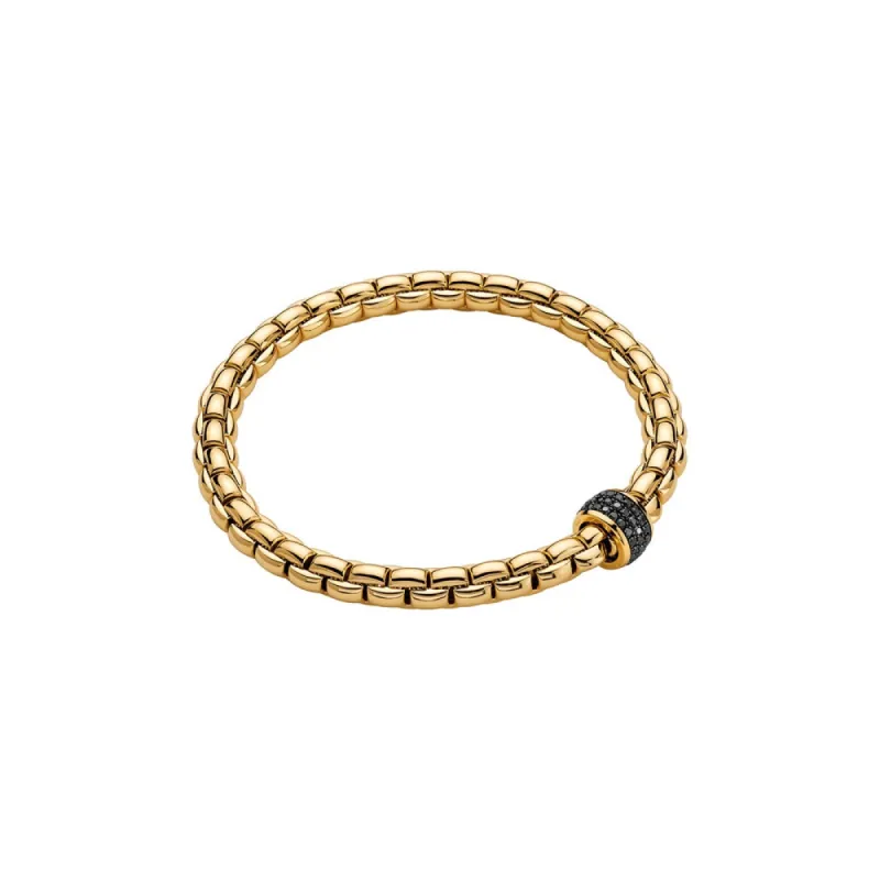 Fope Eka Tiny 18ct Yellow Gold 0.54ct Black Diamond Bracelet sold by Jura Watches