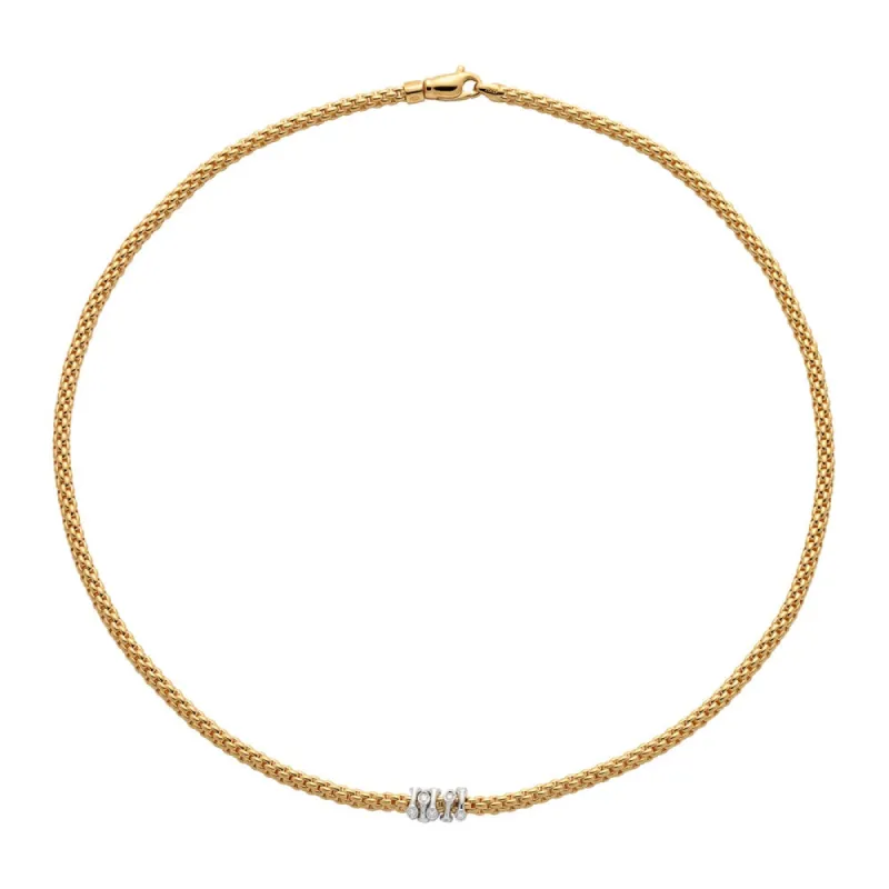 Fope Prima 18ct Yellow Gold 0.20ct Diamond Necklace sold by Jura Watches