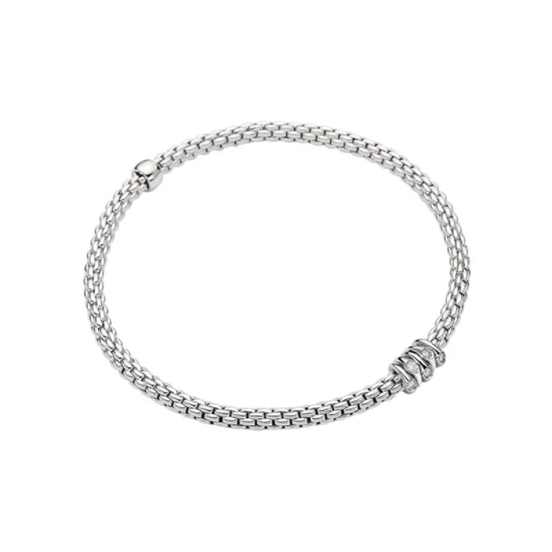Fope Prima 18ct White Gold 0.07ct Diamond Flexible Bracelet sold by Jura Watches