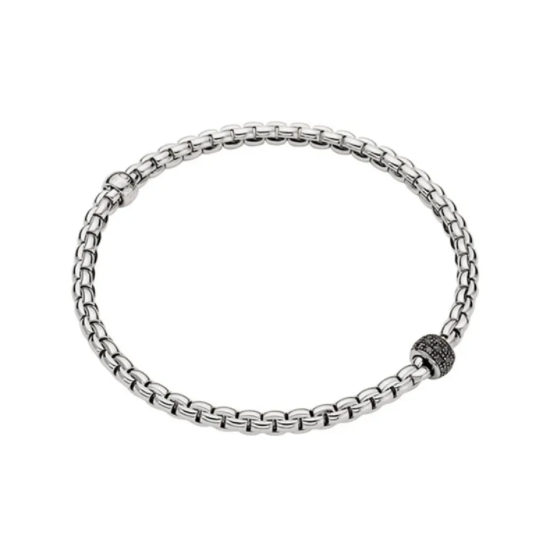 Fope Eka Tiny 18ct White Gold 0.20ct Black Diamond Bracelet sold by Jura Watches