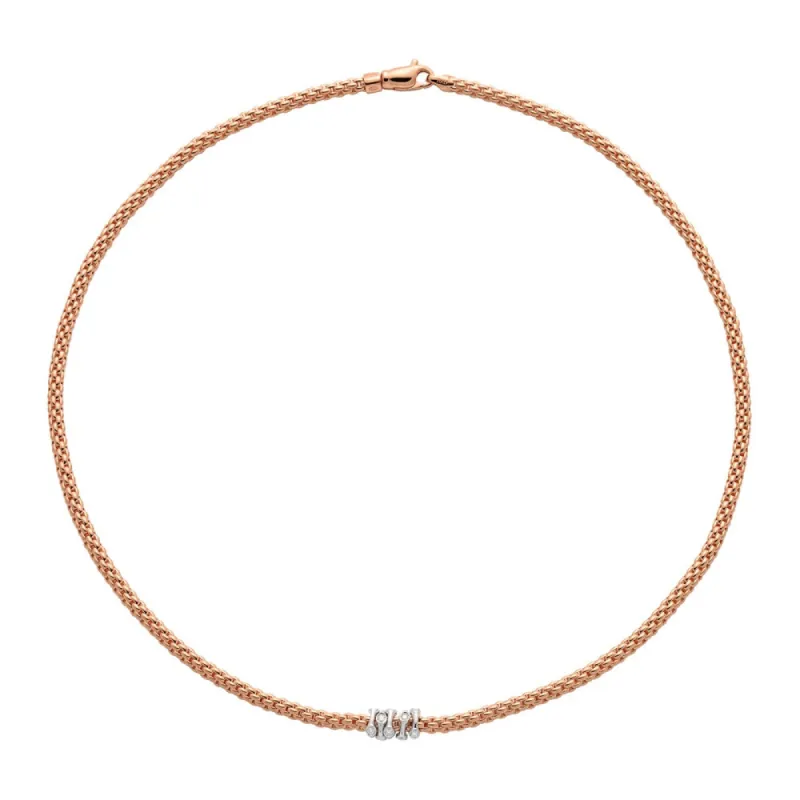 Fope Prima 18ct Rose Gold 0.20ct Diamond Necklace sold by Jura Watches