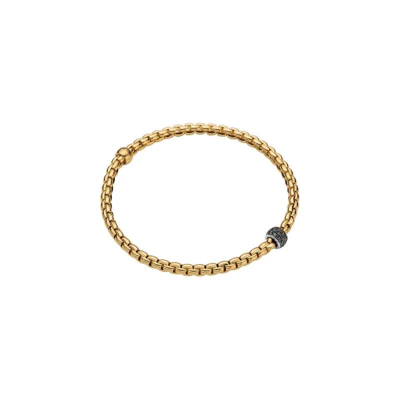 Fope Eka Tiny 18ct Yellow Gold 0.20ct Black Diamond Bracelet sold by Jura Watches
