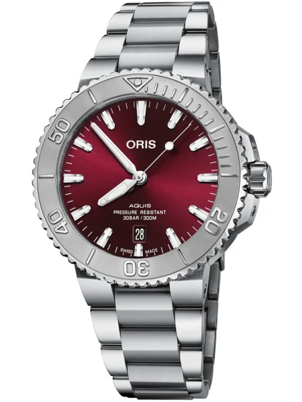 Oris Aquis Date Sunray Cherry Red 43.5 Bracelet made by Oris