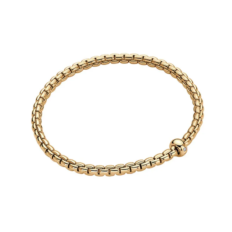 Fope Eka 18ct Yellow Gold 0.01ct Diamond Flexible Bracelet sold by Jura Watches