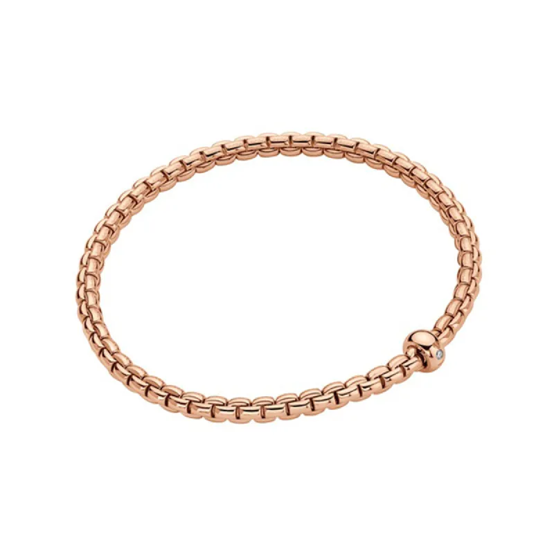 Fope Eka 18ct Rose Gold 0.01ct Diamond Flexible Bracelet sold by Jura Watches