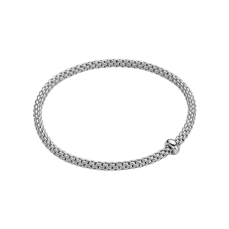 Fope Prima 18ct White Gold 0.01ct Diamond Flexible Bracelet sold by Jura Watches