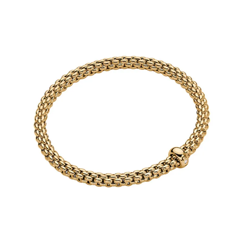 Fope Solo 18ct Yellow Gold 0.01ct Diamond Flexible Bracelet sold by Jura Watches