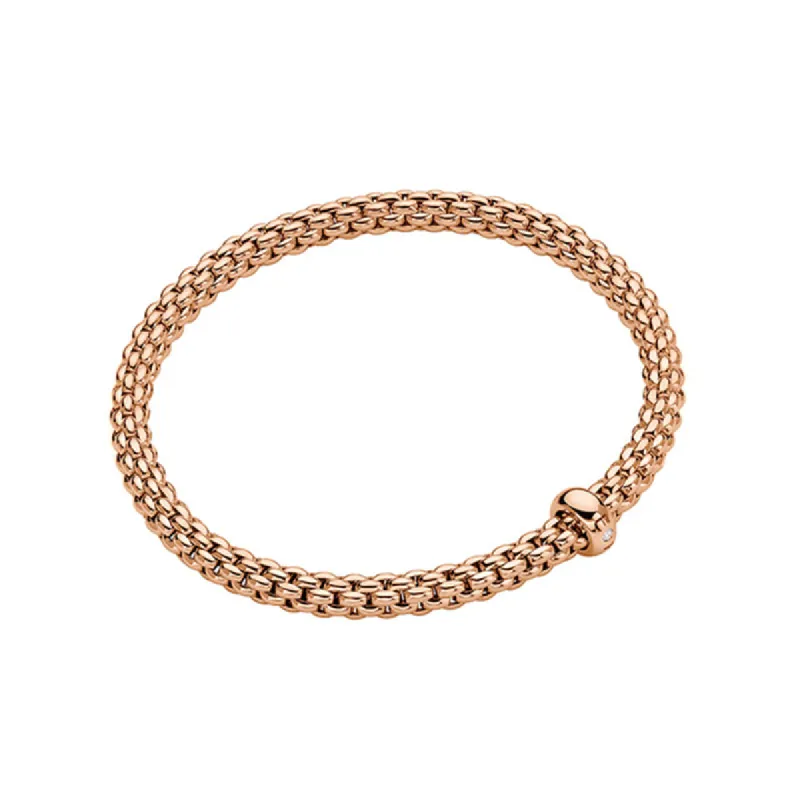 Fope Solo 18ct Rose Gold 0.01ct Diamond Flexible Bracelet sold by Jura Watches