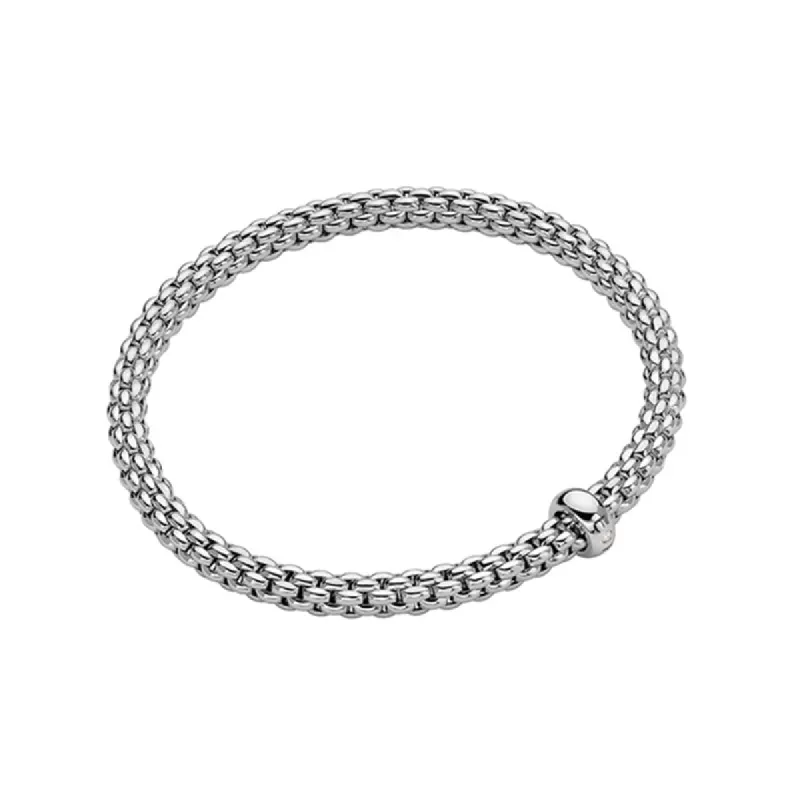 Fope Solo 18ct White Gold 0.01ct Diamond Flexible Bracelet sold by Jura Watches