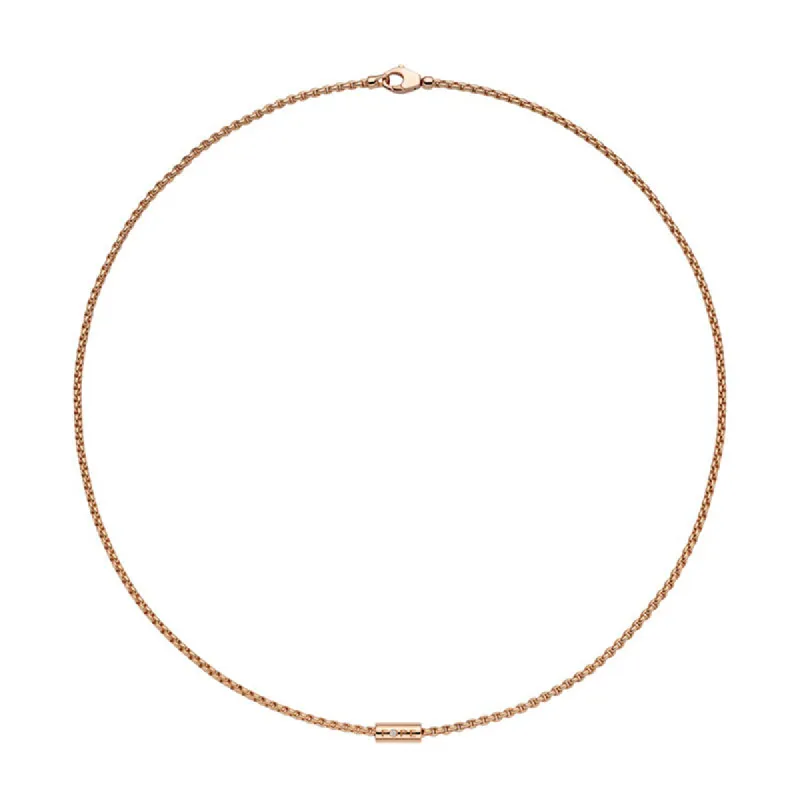 Fope Aria 18ct Rose Gold 0.02ct Diamond Necklace sold by Jura Watches