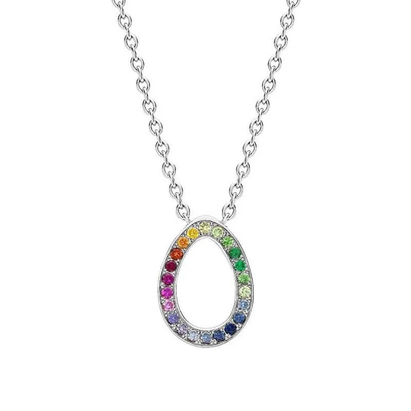 Faberge Colours of Love Sasha 18ct White Gold Rainbow Gemstone Egg Pendant sold by Jura Watches