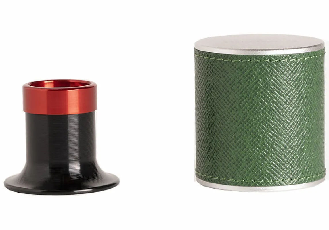 Bernard Favre Watchmakers Eye Loupe Red Tool Silver Aluminium With Green Leather sold by Jura Watches