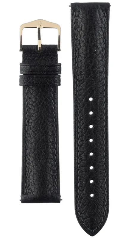 Hirsch Strap Camelgrain Black L 20mm sold by Jura Watches