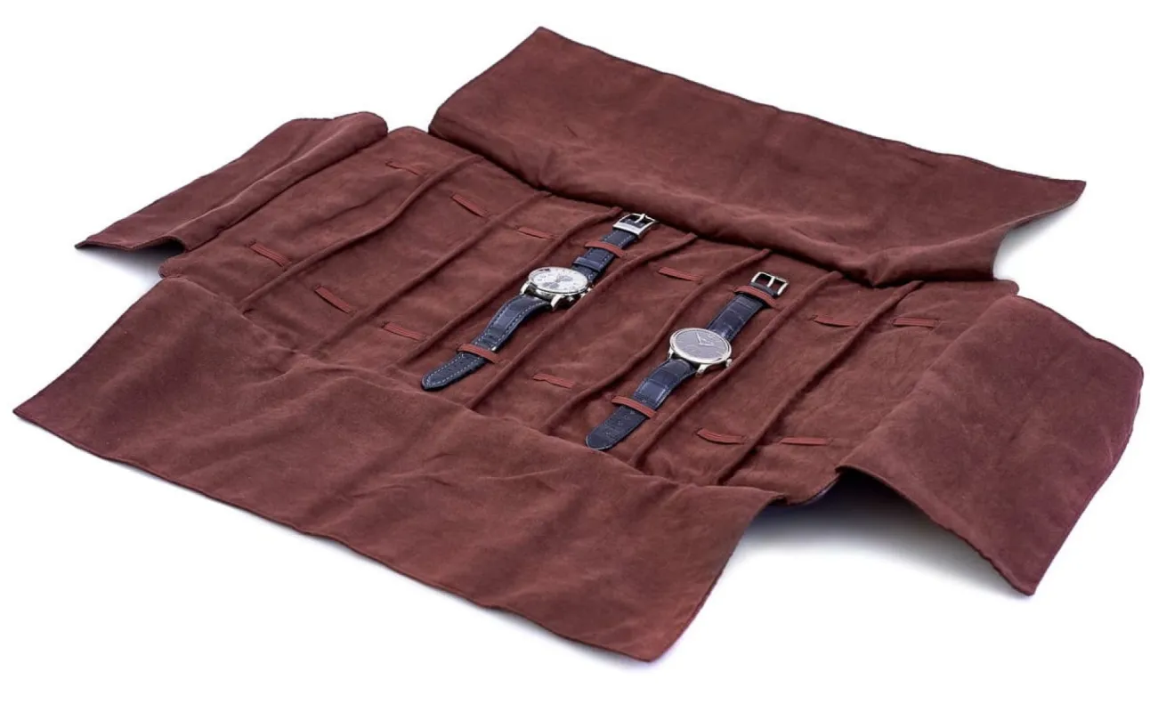 Leanschi Watch Case Chocolate Velvet Pouch sold by Jura Watches