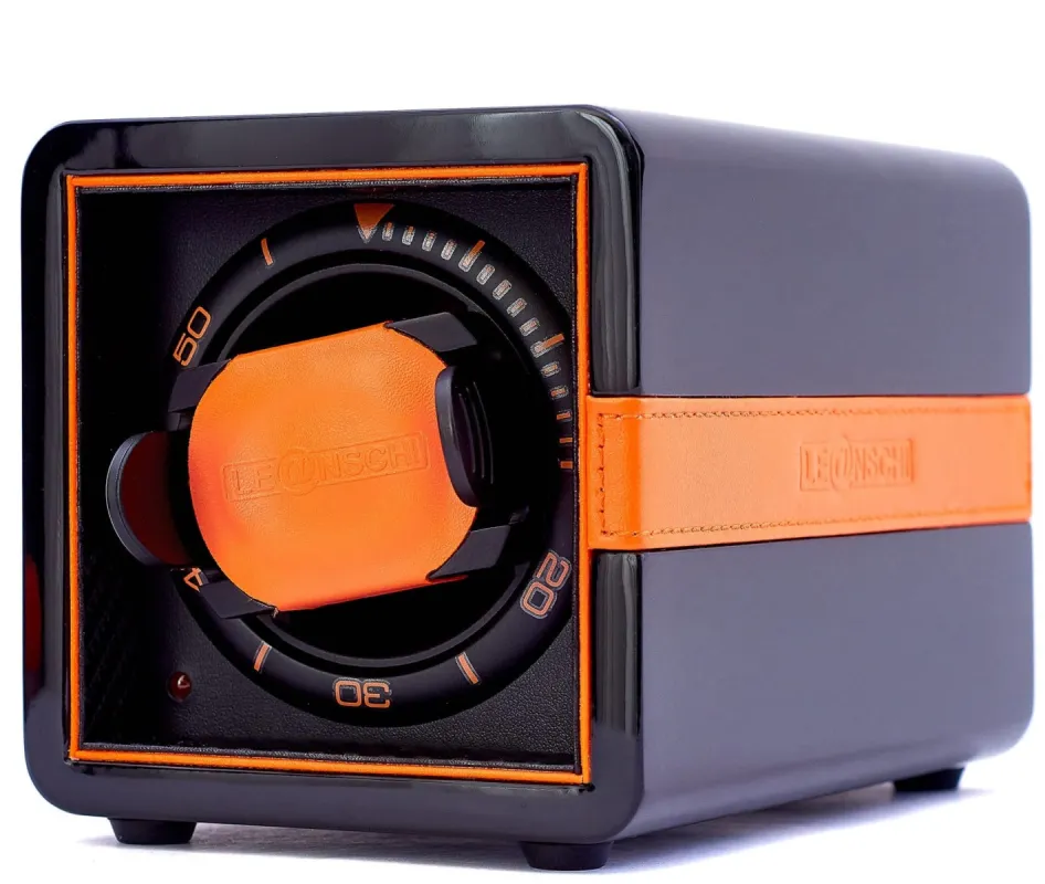 Leanschi Watch Winder Single Lacquered Wood PU Leather made by Jura Watches