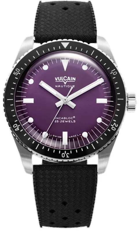 Vulcain Skindiver Nautique Purple Black Rubber Limited Edition Watch sold by Jura Watches