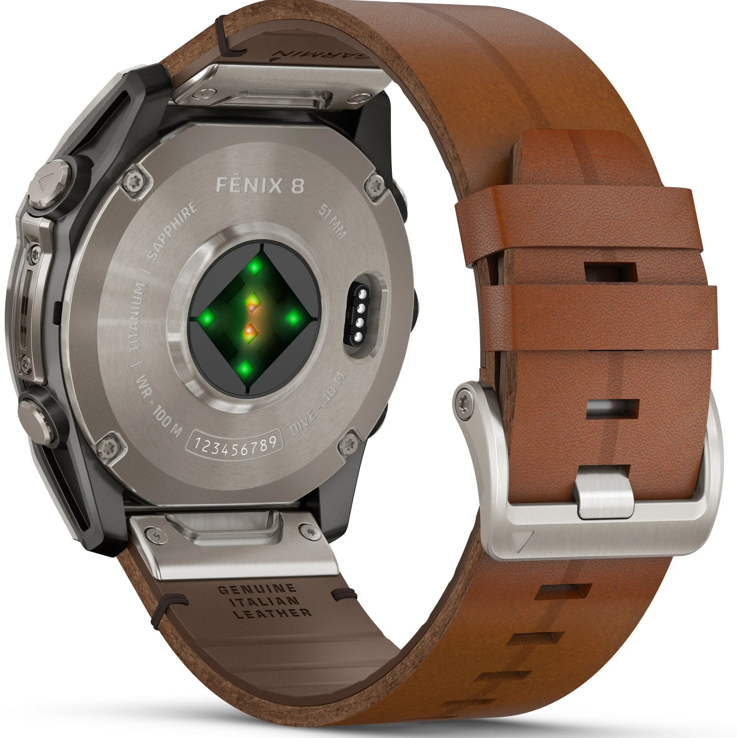Garmin Fenix 8 51mm Sapphire AMOLED Titanium Chestnut Leather Band Watch sold by Jura Watches product image thumbnail 2