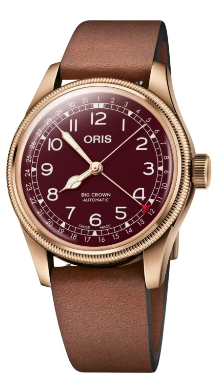Oris Big Crown Pointer Date Bronze Leather Red sold by Jura Watches