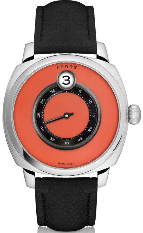 Fears Brunswick 40.5 Jump Hour Coral Lacquer Leather Watch made by Jura Watches